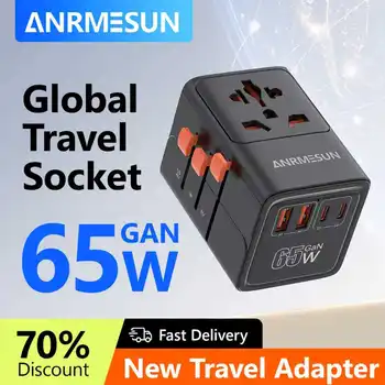 Universal Travel Adapter พร้อมปลั๊กไฟ AC 4 ช่อง 1 พอร์ต USB 2 Type-C PD 25W All-in-one Fast Power Charge บน EU UK US ปลั๊ก AUS ชาร์จ 1