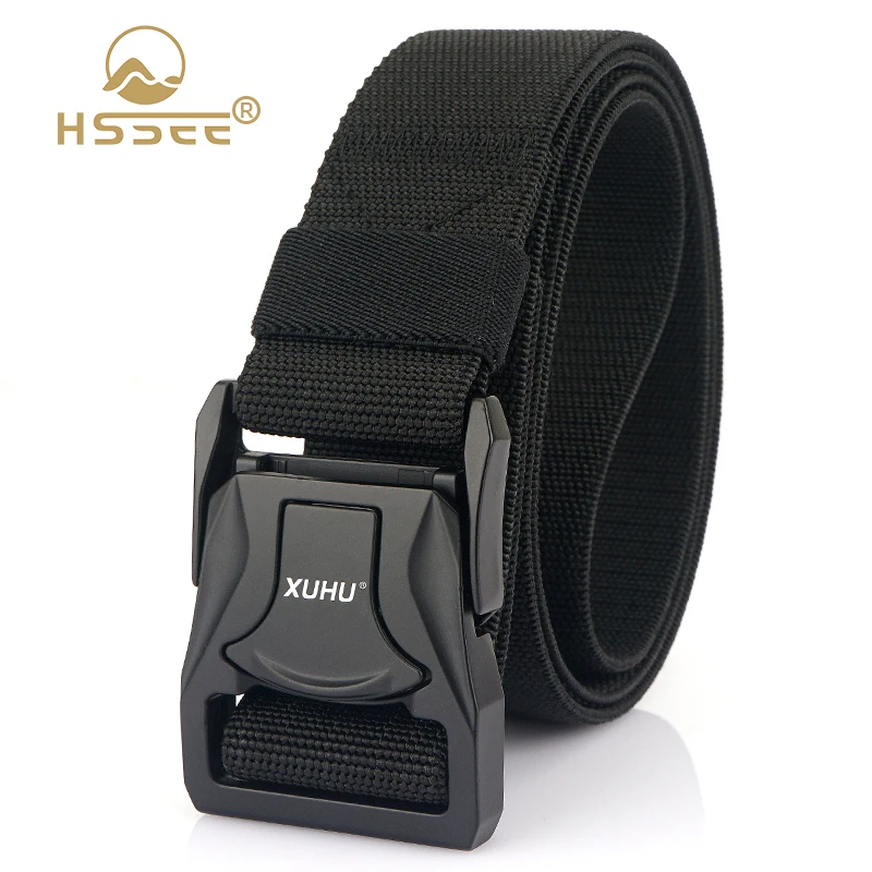 

HSSEE Official Genuine Men's Elastic Belt Metal Buckle Quick Release Military Tactical Belt Outdoor Casual Girdle Male Gift