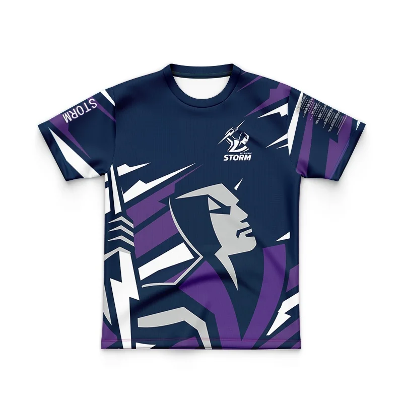 thumbnail image 1 of Camiseta de entrenamiento lateral para niños Melbourne Storm Ashtabula (nombre y número personalizados), 1 of 4