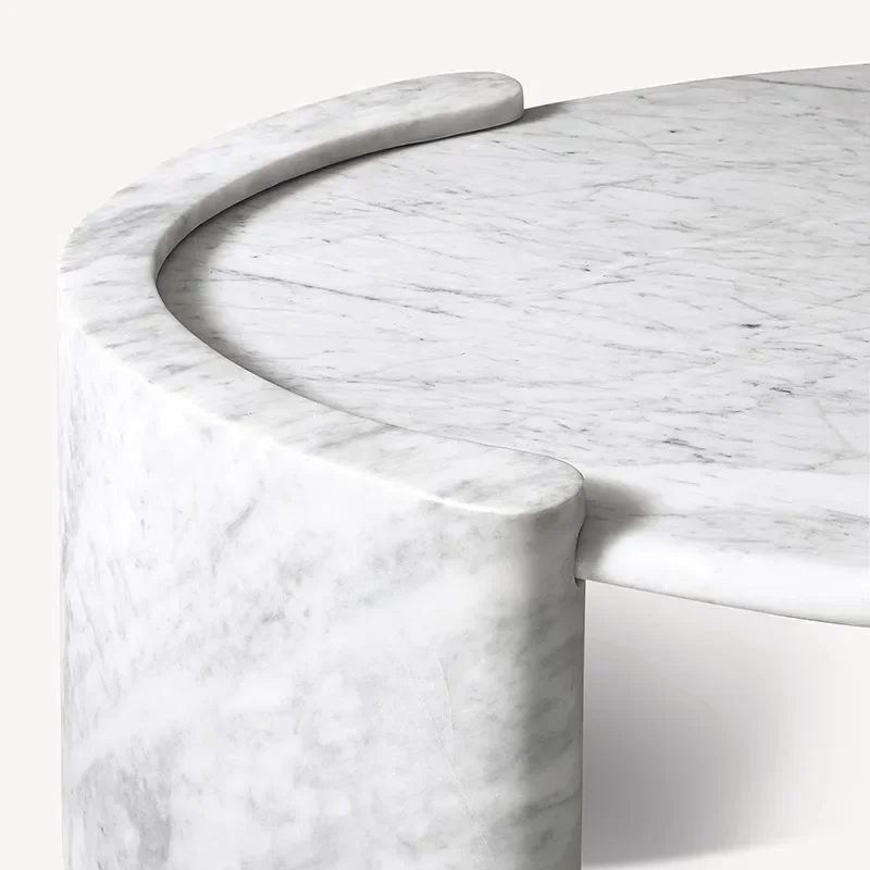 145x81x38CM/175x92x38CM Ellipse Marble Coffee Table Living Room Natural Marble Stone Travertine Cardin Oval Tables Furture