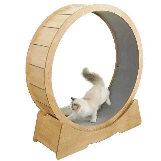 Solid Wood Sports Running Wheel Pet Fitness Cat Wheel Toy Cat Treadmill
