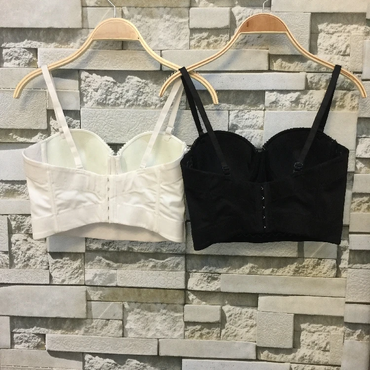 Women Lingerie Bra New Fashion Sleeveless White Pearls Bralet Corselets Women's Party Wedding Bustier Corsets Bra Cropped Tops