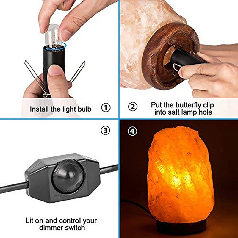 1pc1.5M Power Cord with Dimmer ON OFF Switch for Salt Rock Lava Lamp Metal Clip E14 Base