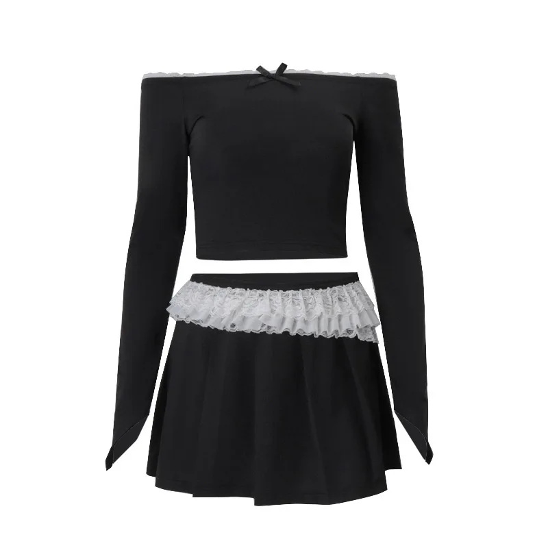 y2k Skirt Women Fairycore Clothes Lace Patchwork Low Waist Pleated Mini Skirts 2000s Evening Party Skirts Streetwear