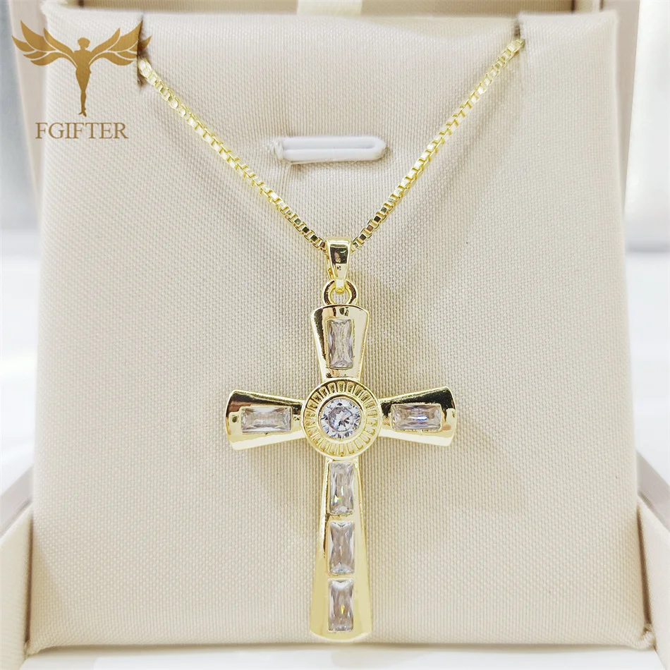 Retro Shinny Zircon Virgin Mary Cross Pendants Necklace for