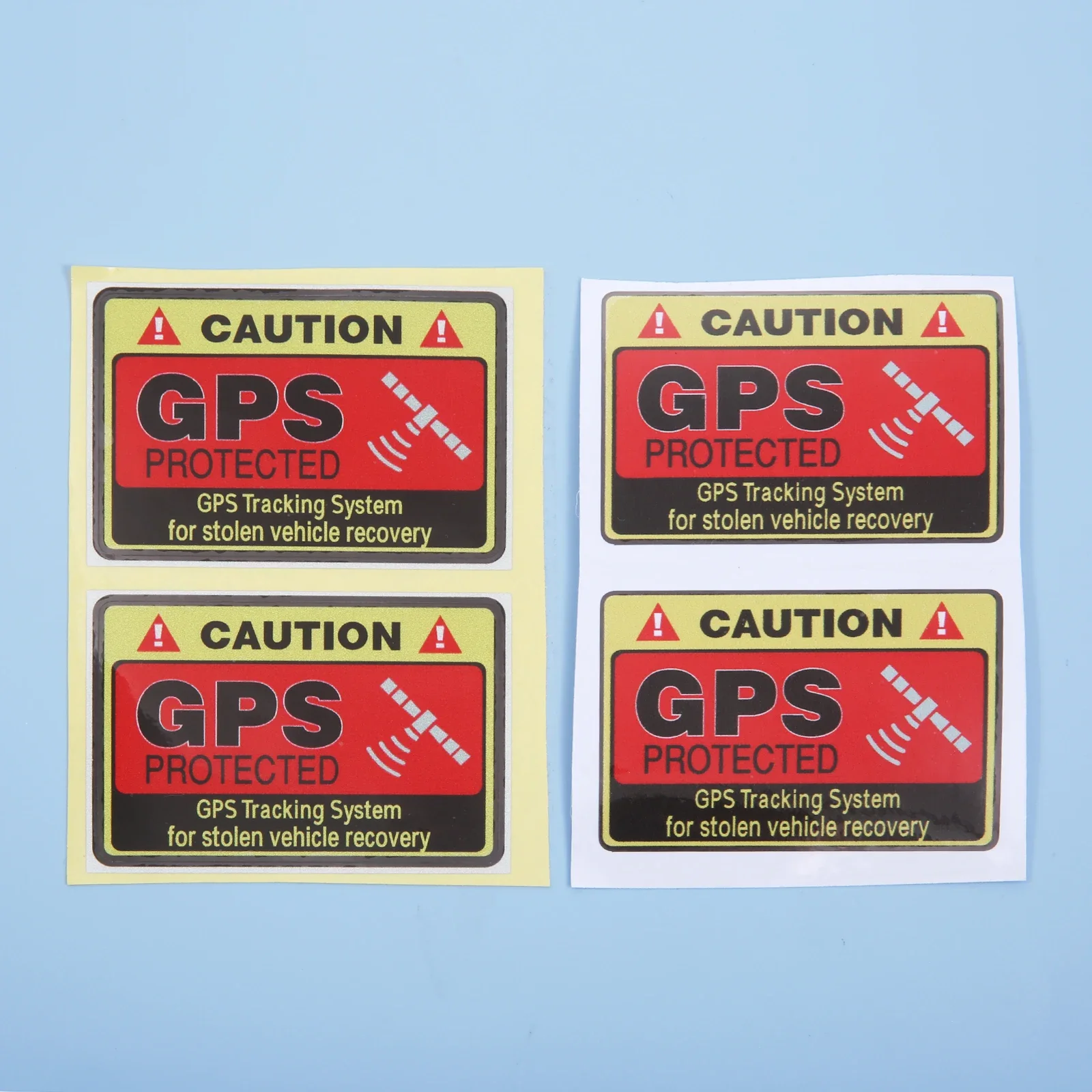 4pcs Car Sticker "CAUTION GPS PROTECTED Tracking System" Sign 7cmx4.7cm Reflective/No-reflective PVC Decal RV Bike Anti-Theft