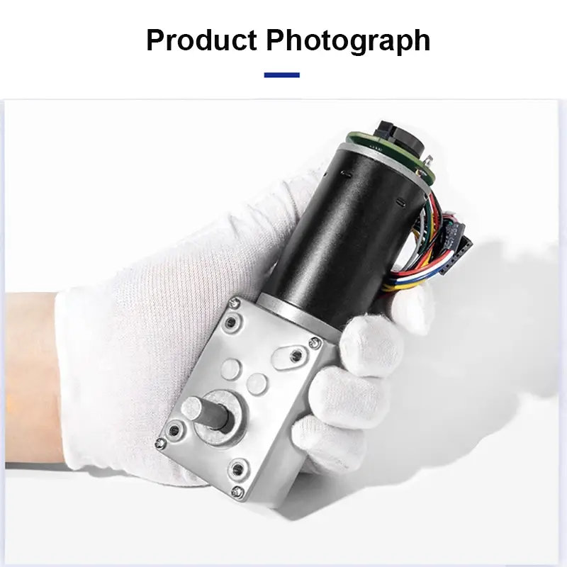 5840-36ZY Worm Gear DC Reduction Brush Motor 12v24v High Torque 6-470rpm MAX-Torque 100KG Right Angle Motor with Encoder CW/CCW image 3
