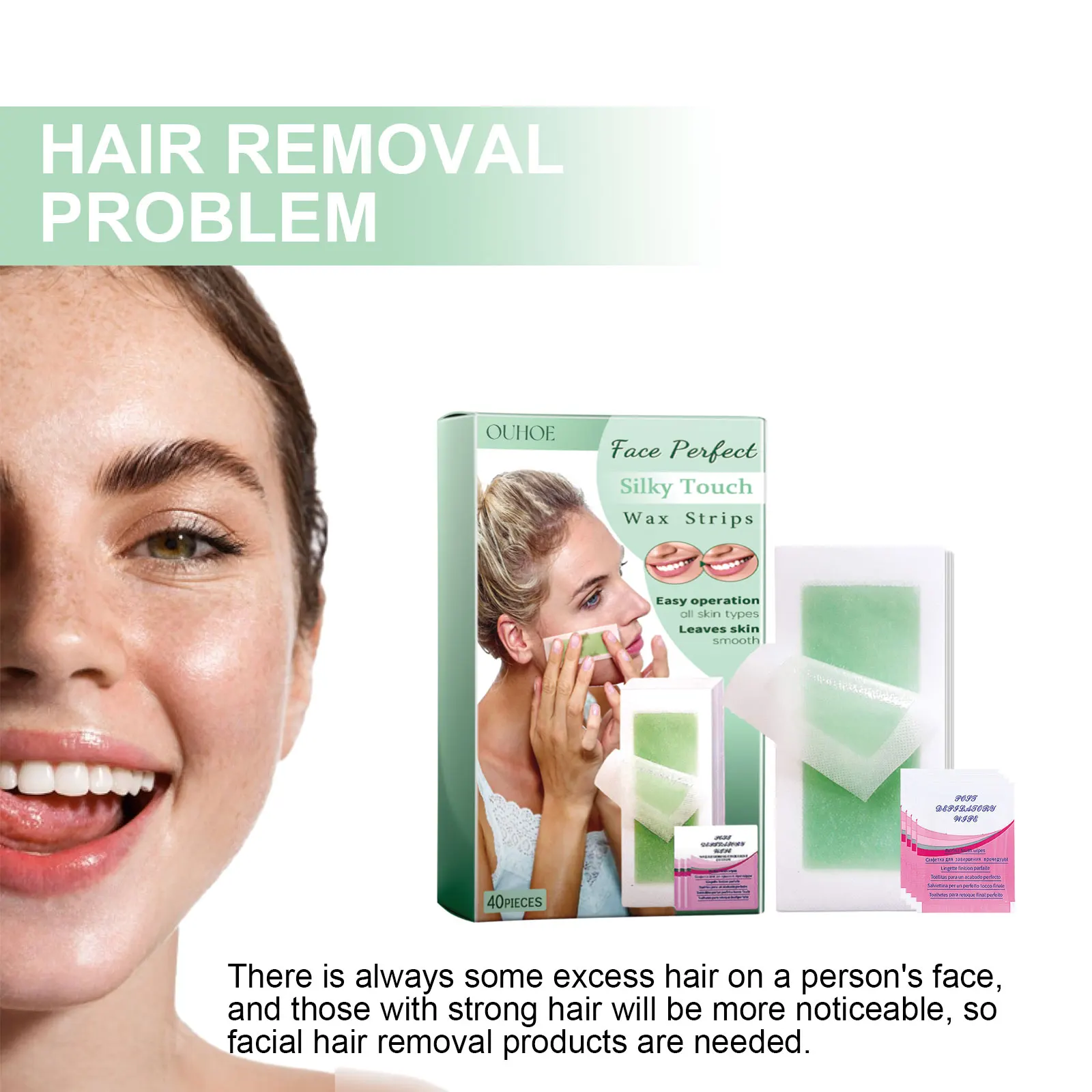 Depilatory Wax Strips for Hair Removal Facial Lip Chin Upper Toes Cheeks Eyebrows Beard Neck Arm Leg Body Epilation Beauty Tools 3