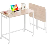 27.5" Mobile Small Rolling Computer Desk, Folding Laptop Cart Table with Wheels, Portable Office Desk for Small Sp 1