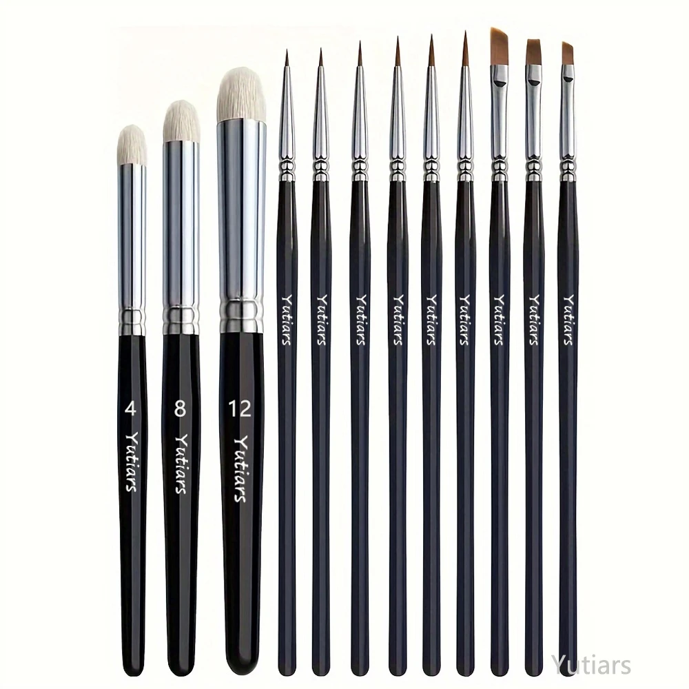 Professional Fine Detail Paint Brush Set - Precision Drybrushes for Acrylic and Watercolor Painting, with Ergonomic Wooden Handles