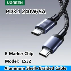 UGREEN 90 - Degree USB - C to USB - C Fast Charging Cable, 100W PD, 5A, Available in 2m and 1m Lengths - 1m (PD240W 5A L532)