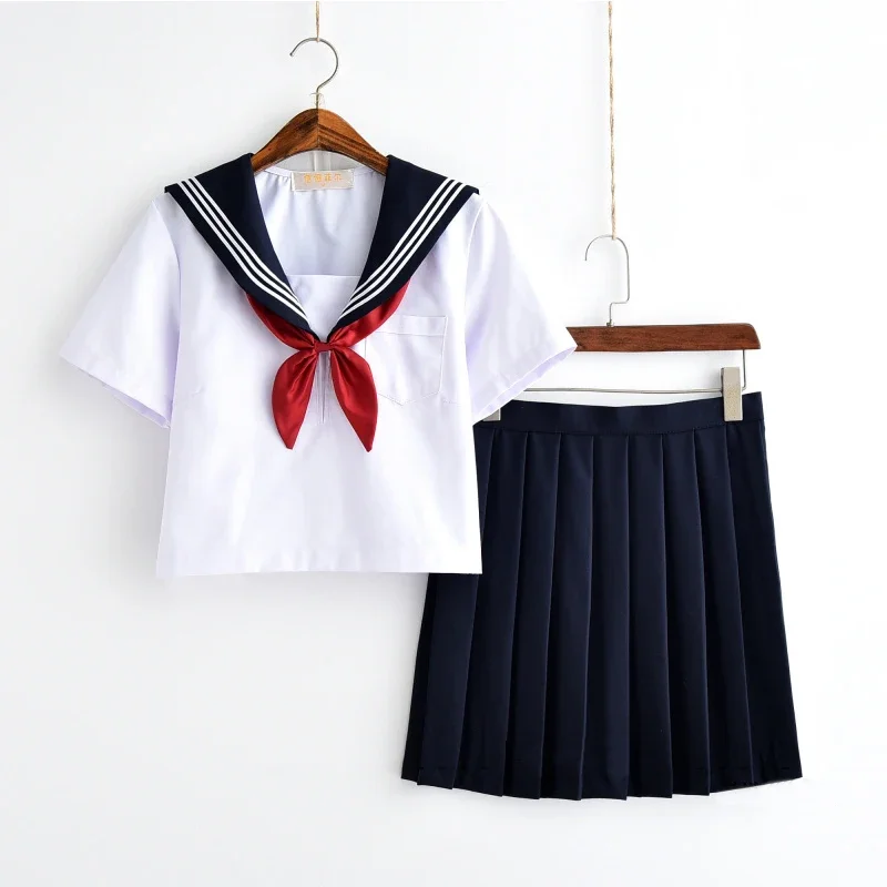 

White Schoolgirl Uniform Japanese Class Navy Sailor School Uniforms Students Clothes For Girls Anime COS Sailor Navy Suit plus
