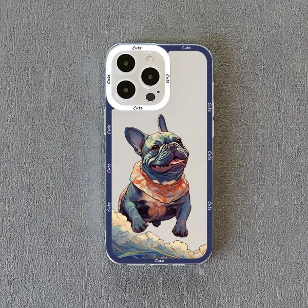 Dog Sea Wave Clear Transparent Phone Case Cover