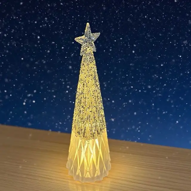 LED Lighted Acrylic Castle Christmas Tree 15''Night Light Xmas Table Top Decoration Holiday Indoor Decor for Kids Girls Families 2