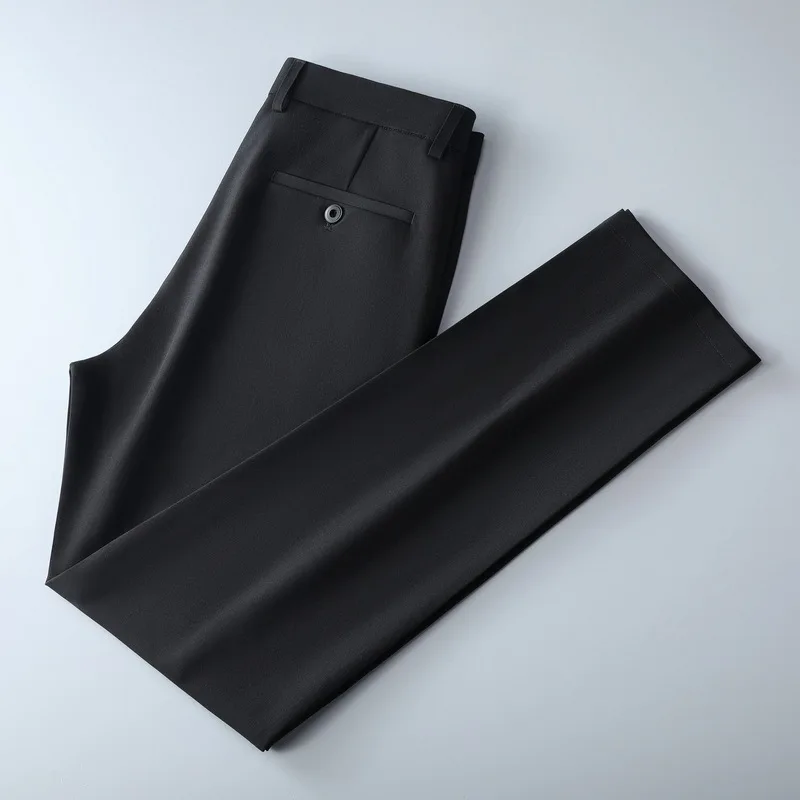 Male Pants Stretch Solid Black Smart Casual Men's Trousers Office Quick Dry Suit Pants New Spring Autumn Korean Straight Pants 3