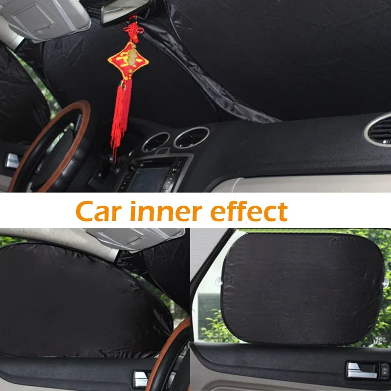 1PCS Folding Silver Reflective Car Windshield Window Sun Shade Visor Shield Cover Suction Cup Car Sunshield Sunscreen Curtain