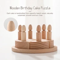 Baby Birthday Party Decorations Wooden Cartoon Cake Montessori Toys Photography Accessories For Newborns Wooden Toys Baby  Gift 6