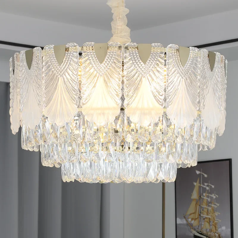 

New Design Modern Luxury Crystal Pendant Glass Chandelier For Living Room Dinning Room Lustre Art Suspension Luminaire