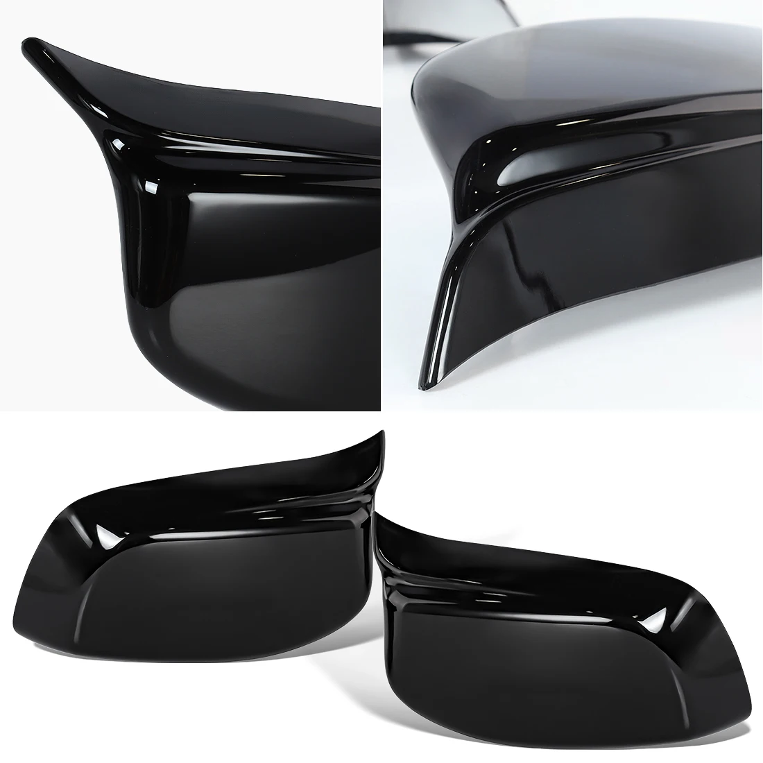 2PCS 백미러 쉘 BMW E60 E61 E63 E64 2004-2007 용 수정 버전 글로스 블랙 윙 백미러 커버 캡
