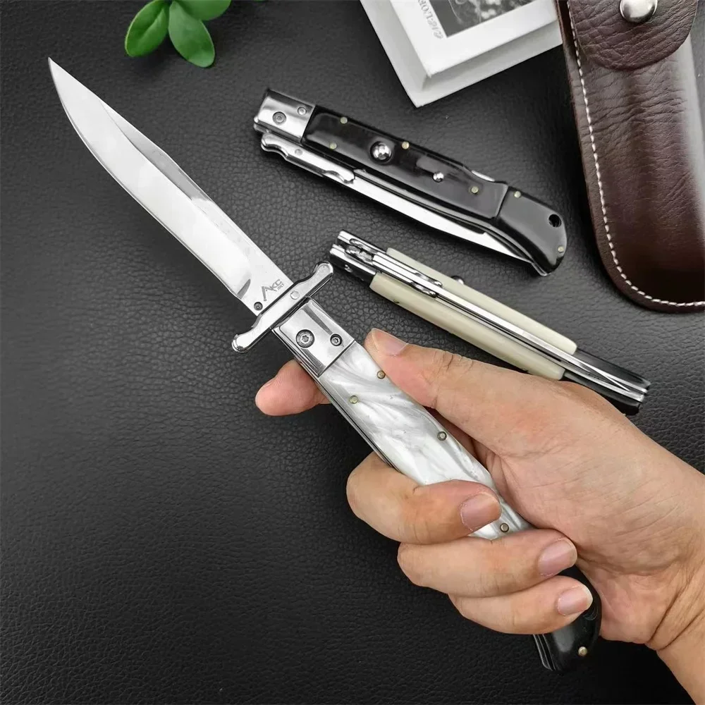 Italian Mafia Folding Pocket Knife 440C Blade Shell/resin/acrylic Handle Outdoor EDC Camping Hiking Survival Tools Gift 4