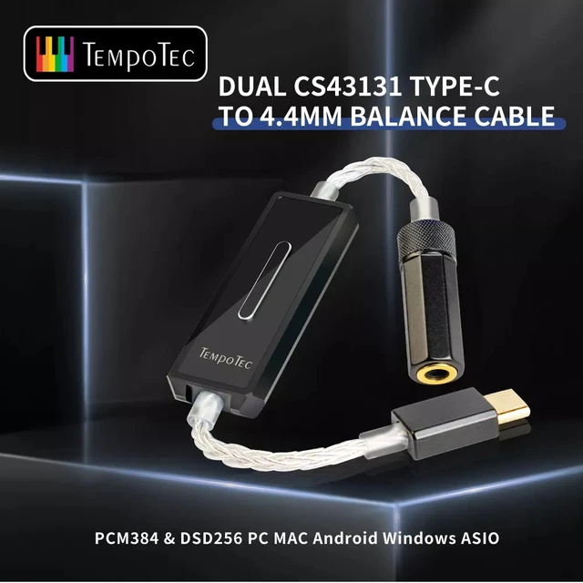 TempoTec Sont E44 مضخم ضوت سماعات الأذن المزدوج CS43131 USB نوع C إلى 4.4 مللي متر التوازن DAC ∓ AMP DSD256 (الأصلي) للهاتف أندرويد والكمبيوتر ماك|Hedphone Amplifier|  