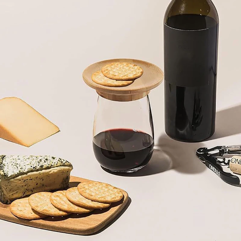 1pc Wine Glass Charcuterie Topper Plates Charcuterie Wine Glass Board Topper Bamboo Coasters