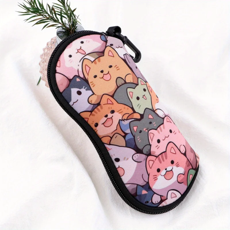 Cute Multi Cat Print Glasses Case Perfect Gift for Women Christmas Daily Use