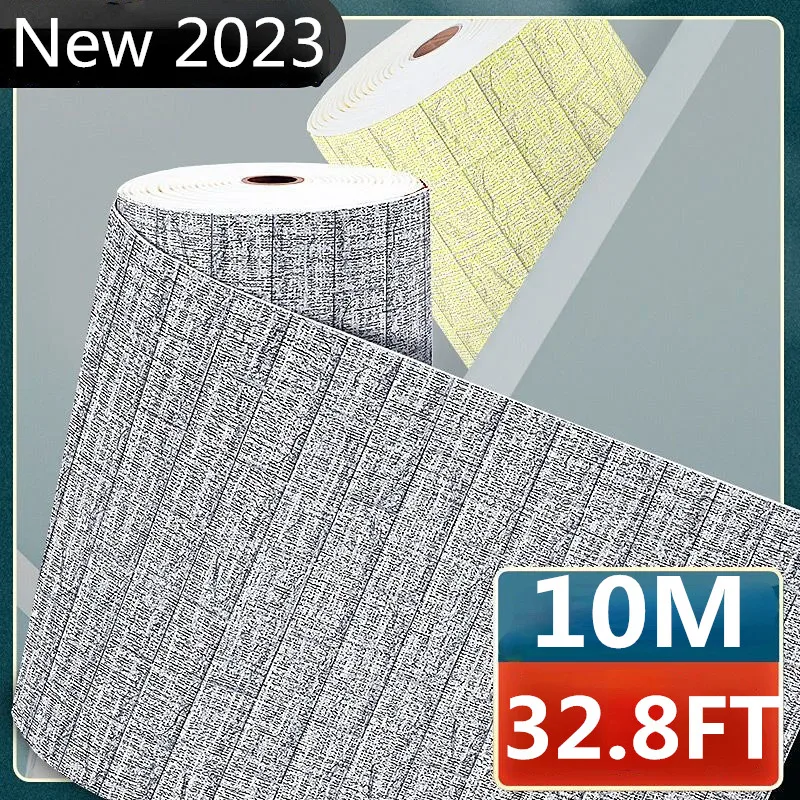 New 10M Self-adhesive Linen Brick Pattern Wall Stickers PE Cotton Waterproof Wall Protection Stickers Home Decoration Wallpaper tape force protection electrician adhesive tape 21mm width package postal waterproof insulating tape electrician adhesive tape