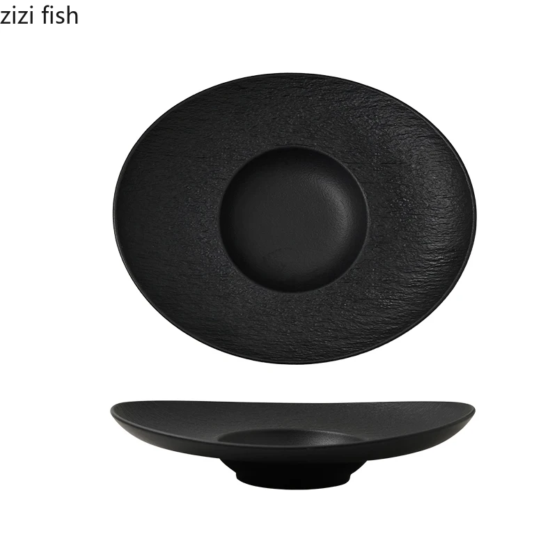 Oval Ceramic Fruit Salad Bowl Sashimi Sushi Plate Soup Bowl Home Kitchen Solid Color Cutlery Snack Bread Dessert Dish Soup Basin