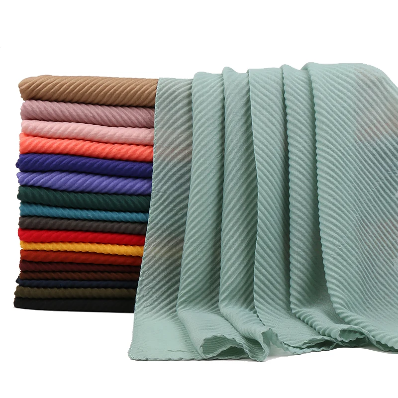 Plian Wrinkle TR Cotton Hijab Scarf Women Muslim Hijab Shawl Solid Color Comfortable Sotf Wraps Ladies Headscarf Bandana180*90cm