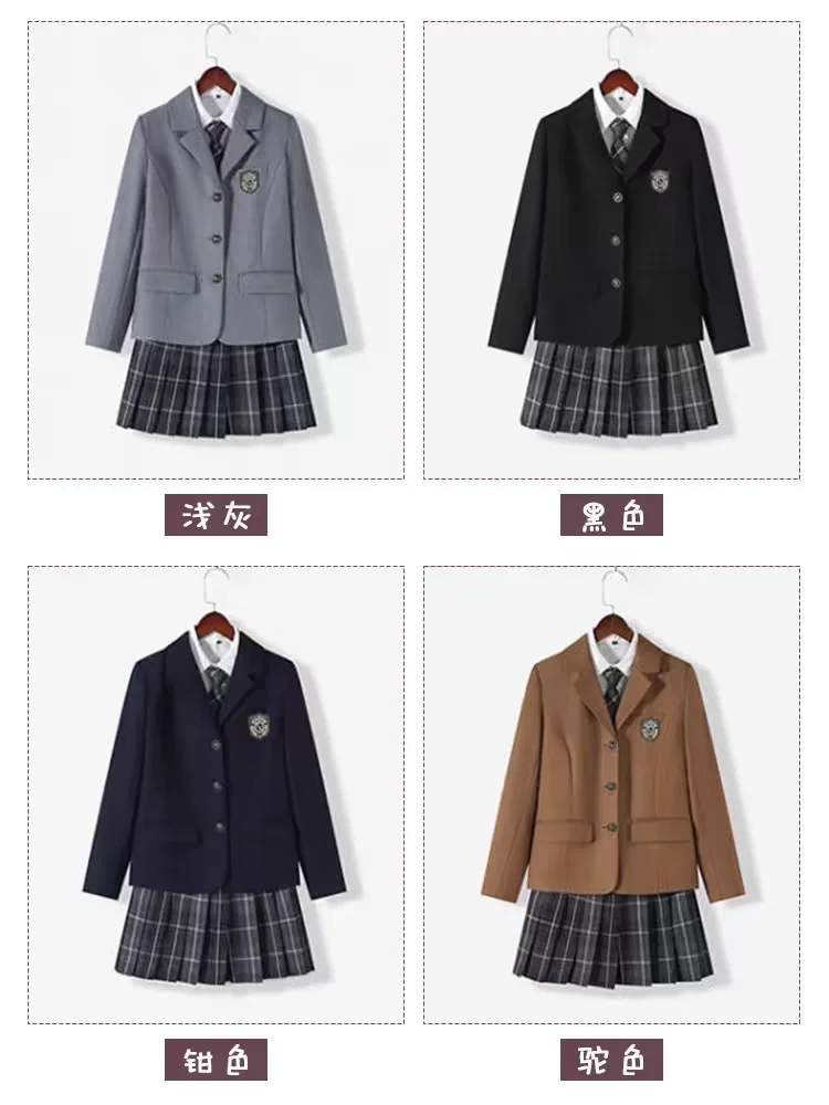 Japanese School Uniforms Girl Autumn&Winter Long Blazer Sets Pleated Skirt JK Sailor Tie Anime Cos Costumes Women