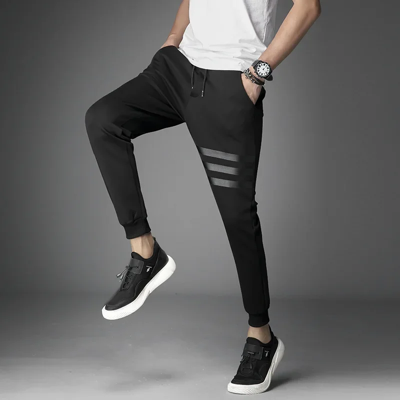 New Solid Color Men's Harem Pants Elastic Sports Casual Knitted Trousers Trendy Spring Autumn Men's Fashioned Track Pants