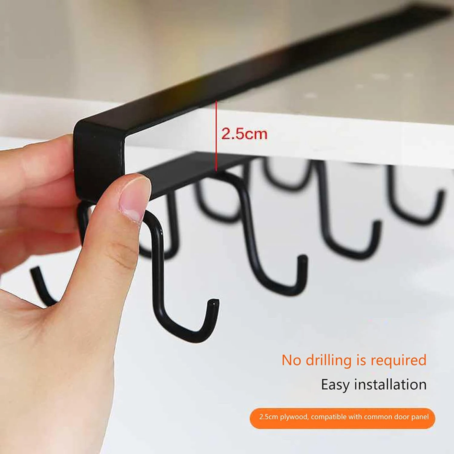 3PCS Cups , Kitchen Utensil Hanging with , Cup Holder Hanger Hook Rack Holder Under Cabinet Closet Without Drilling