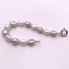 11mm Semi Baroque Irregular Bracelet Bangle White Grey Mixed Color Natural Freshwater Pearls Summer And Simple 5