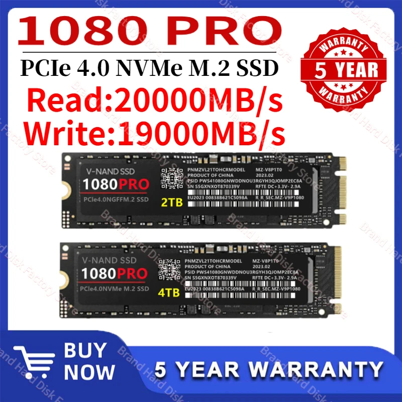 

1080PRO 4TB SSD Original Brand SSD M2 2280 PCIe 4.0 NVME Read 14000MB/S Solid State Hard Disk For Desktop/PC/PS5/Laptop