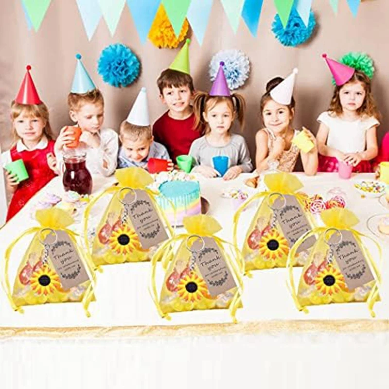 해바라기 키체인 해바라기 테마 파티 선물 세트, 생일, 결혼식, 베이비 샤워, 반품 선물, 30 개