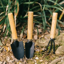 

3pcs Mini Garden Shovel Rake Spade Erramientas Bonsai Tools Set Wooden Handle For Flowers Potted Plant Dropshipping New