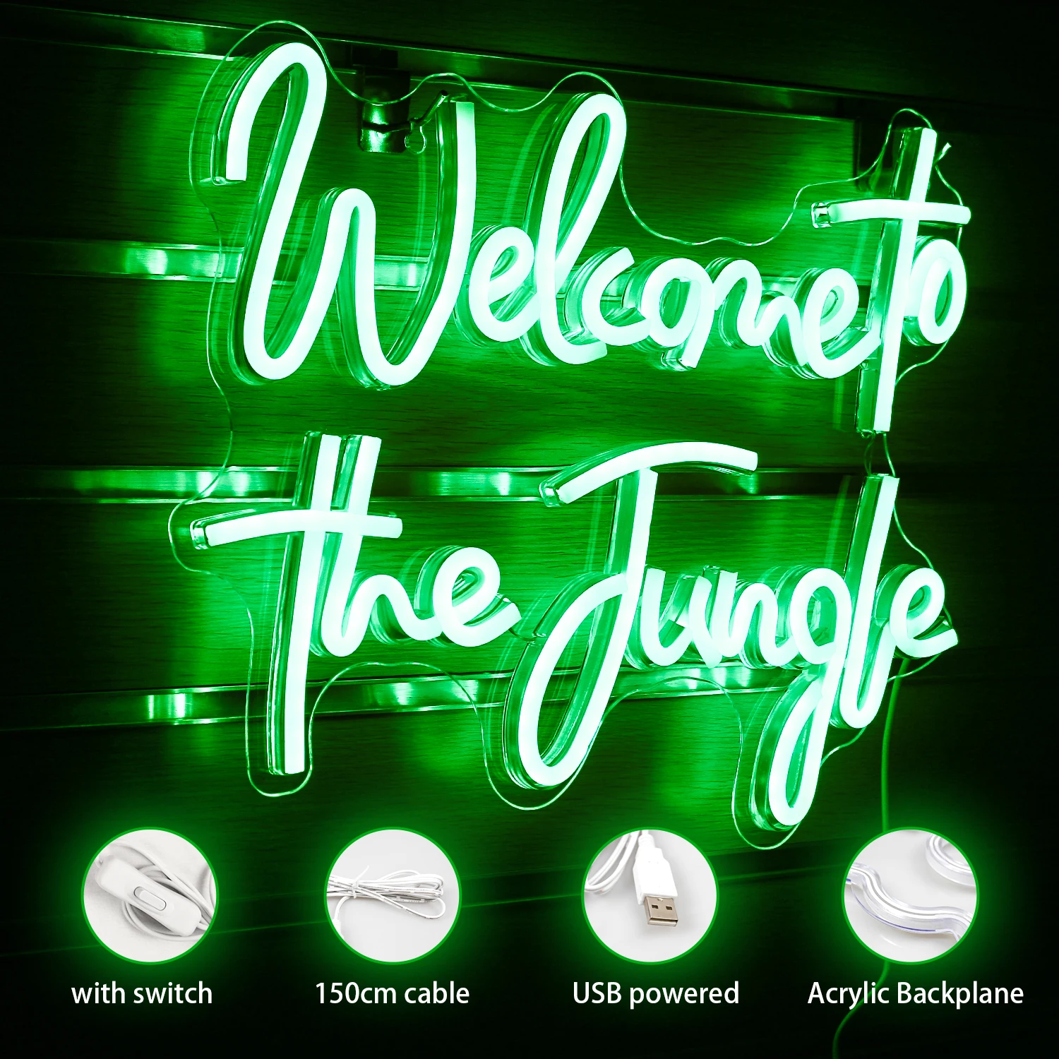 Enseigne au néon LED personnalisable Décoration murale personnalisée  Bienvenue dans la jungle, enseigne murale personnalisée faite à la main  pour bar