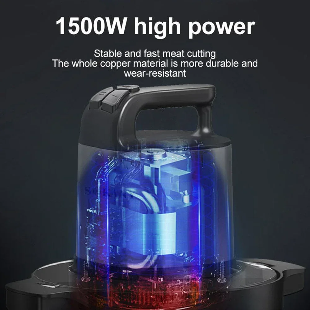 Electric Meat Grinder, 1500W  Food Processor Vegetable Chopper 6.5L Stainless Steel Bowl, Meat Grinder for Meat Vegetable Fruit 2