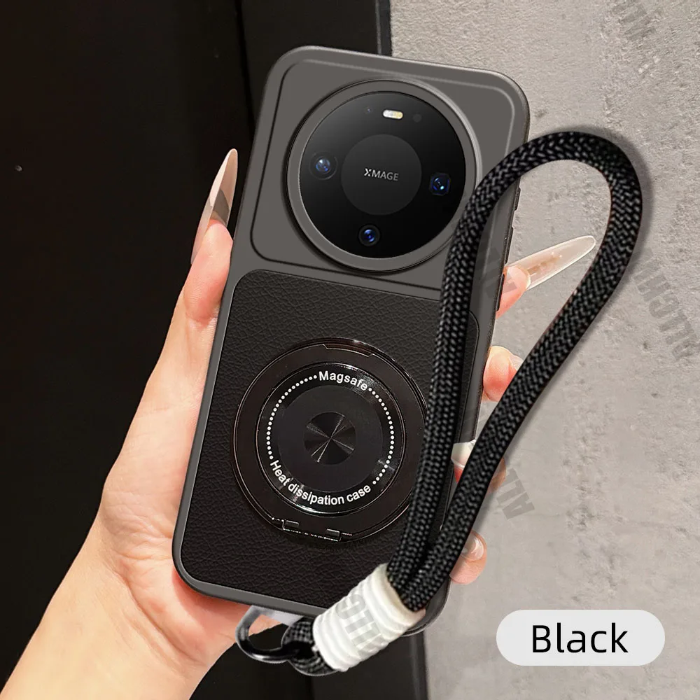 Premium 360° Magnetic Rotating Phone Case with Lanyard - PU Leather Soft Cover