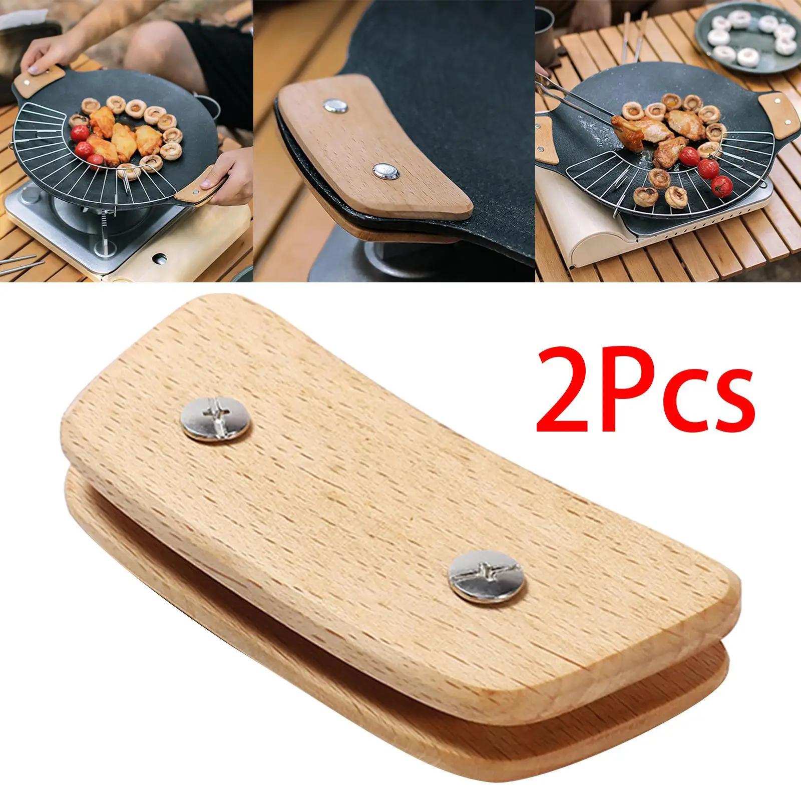 WoodenBBQPanHandleAntiScaldHeatResistantInsulatedGrip