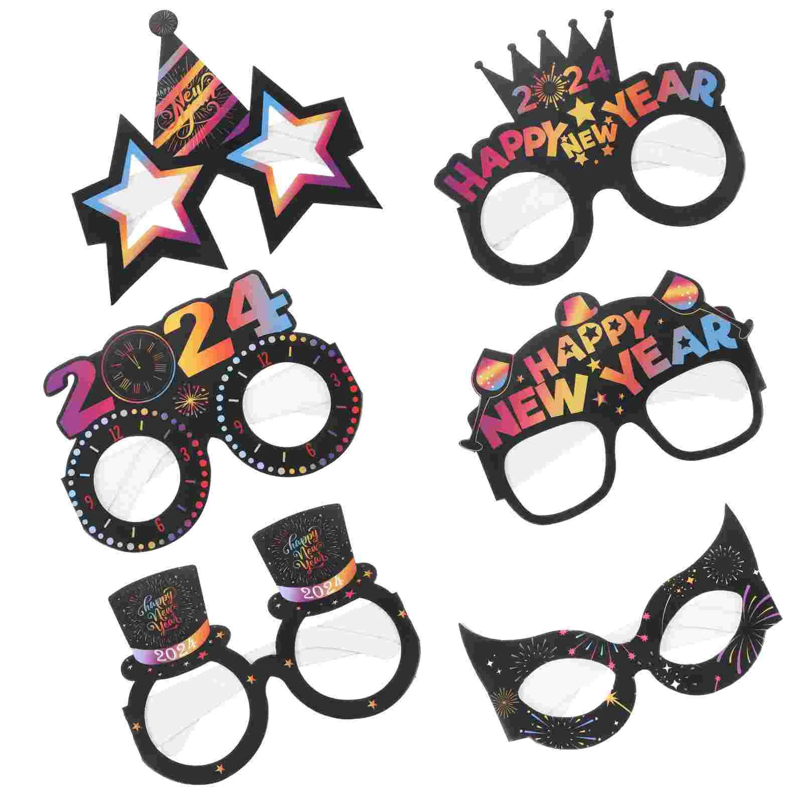 

6 Pcs Decor Funny Glasses Cosplay Sunglasses Performance Party Paper New Year 2024 Eyeglasses Child Costume