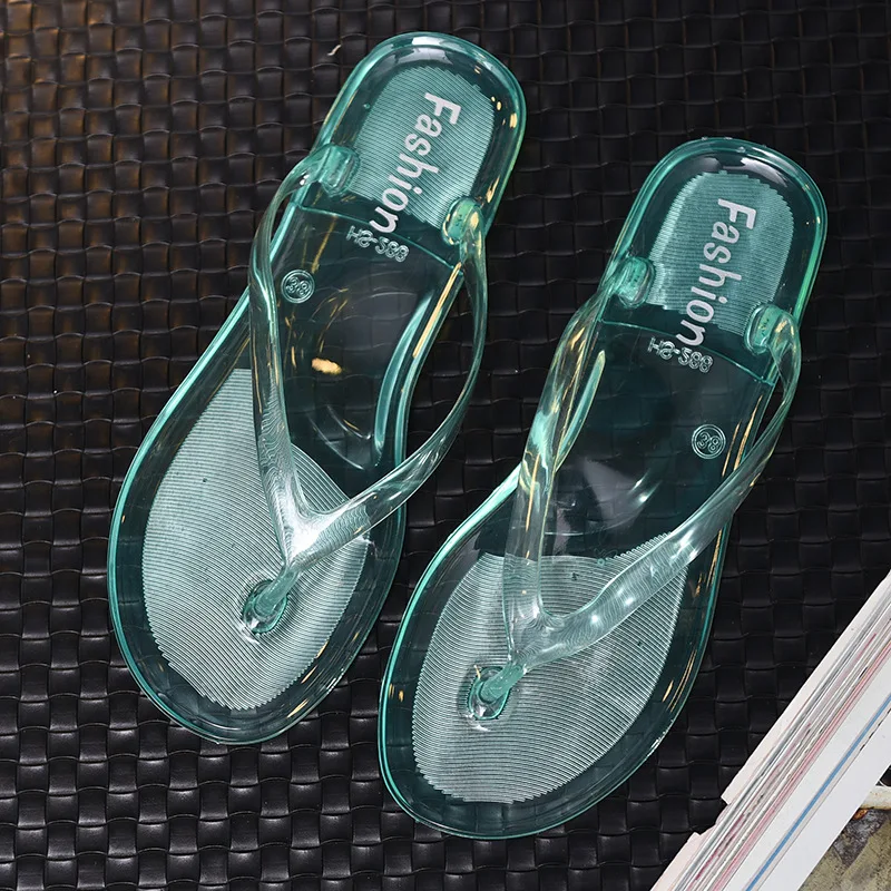 

Women's Summer Slippers Transparent Outdoor Sandals Jelly Crystal Flip Flops Wear Flat Slippers Outside Beach Shoes Size 36-40