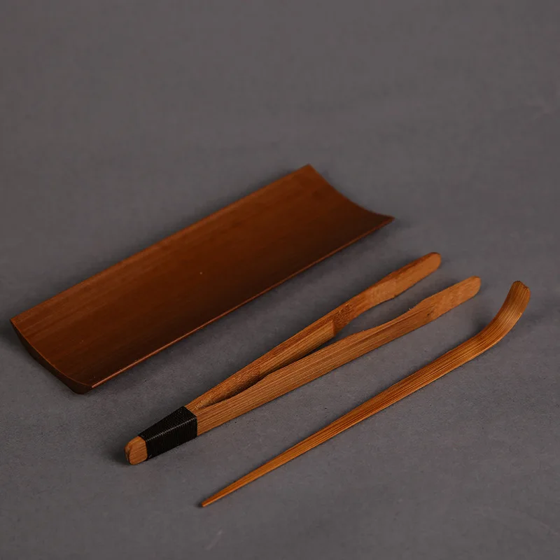 Tea set Carbonized Bamboo Tea set Suit Delicate Tea clip Teaspoon Needle spoon Pliers Ceremony tool accessories