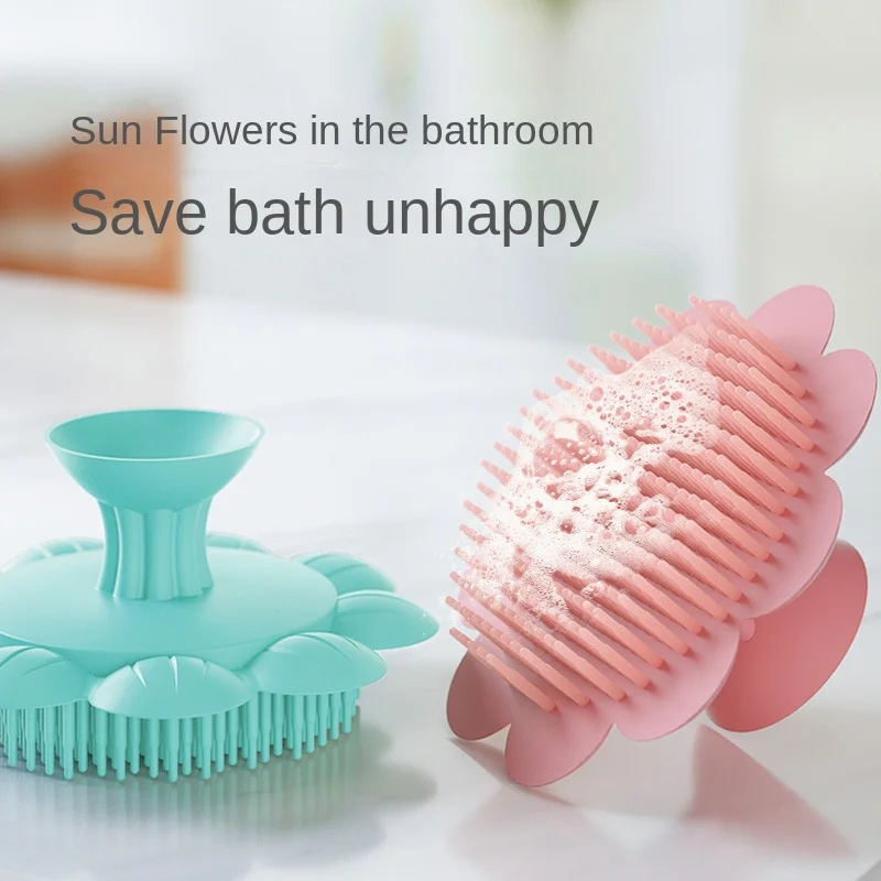 Baby Silicone Shampoo Brush To Remove Hair Dirt Newborn Bath Rub Mud Children's Bath Cotton Baby Brush Soft