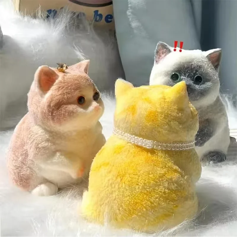 Big Kitty Cat Taba Squeeze Silicone Handmade Squeeze Toy Super Big Cat Fuzzy Kitten Mochi Toy Hand Relax Stress Release Gift 4