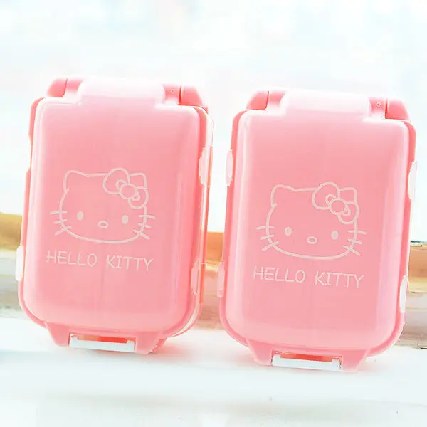 

Hello Kitty Medicine Storage Box Double-layer Multi-grid Cartoon Sub-packing Medicine Box Portable 8-grid Mini Medicine Box