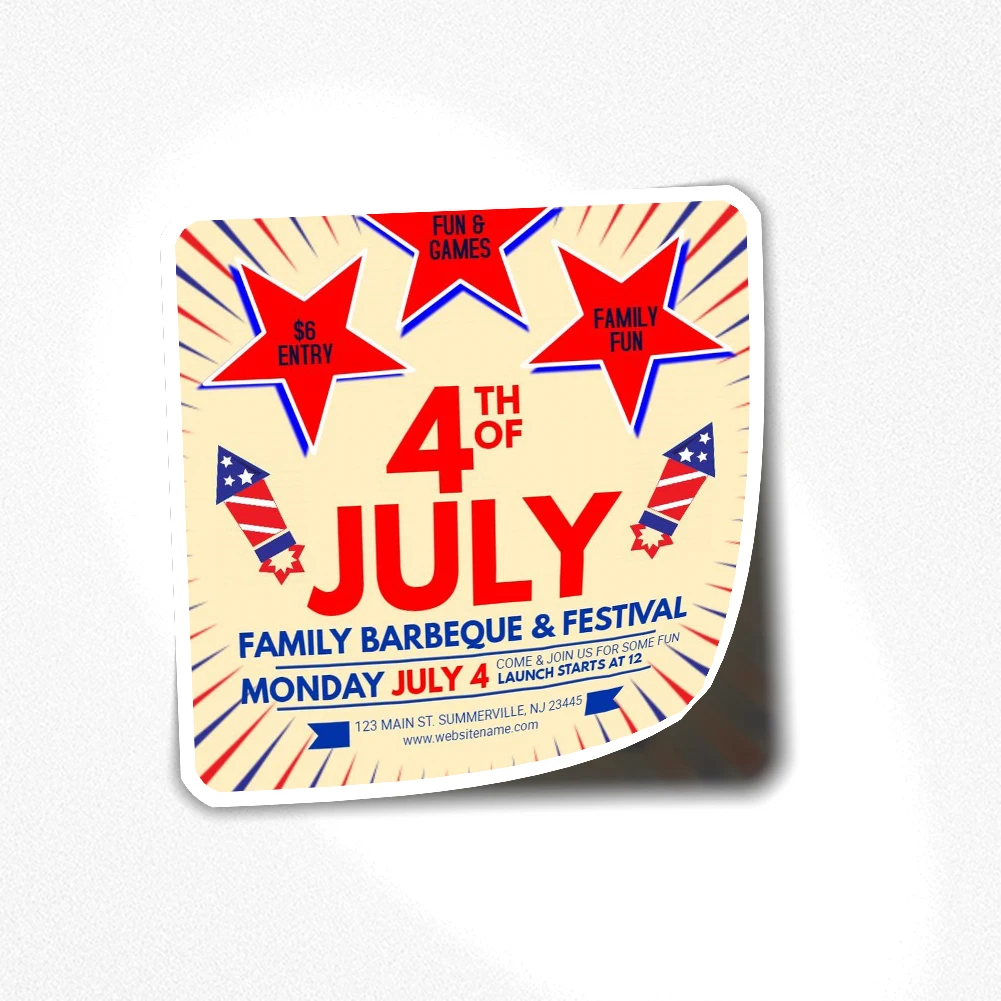 

4TH OF JULY STICKER 140 Sticker for Laptop Decor Bedroom Car Cute Cartoon Art Fashionable Public Suitcase