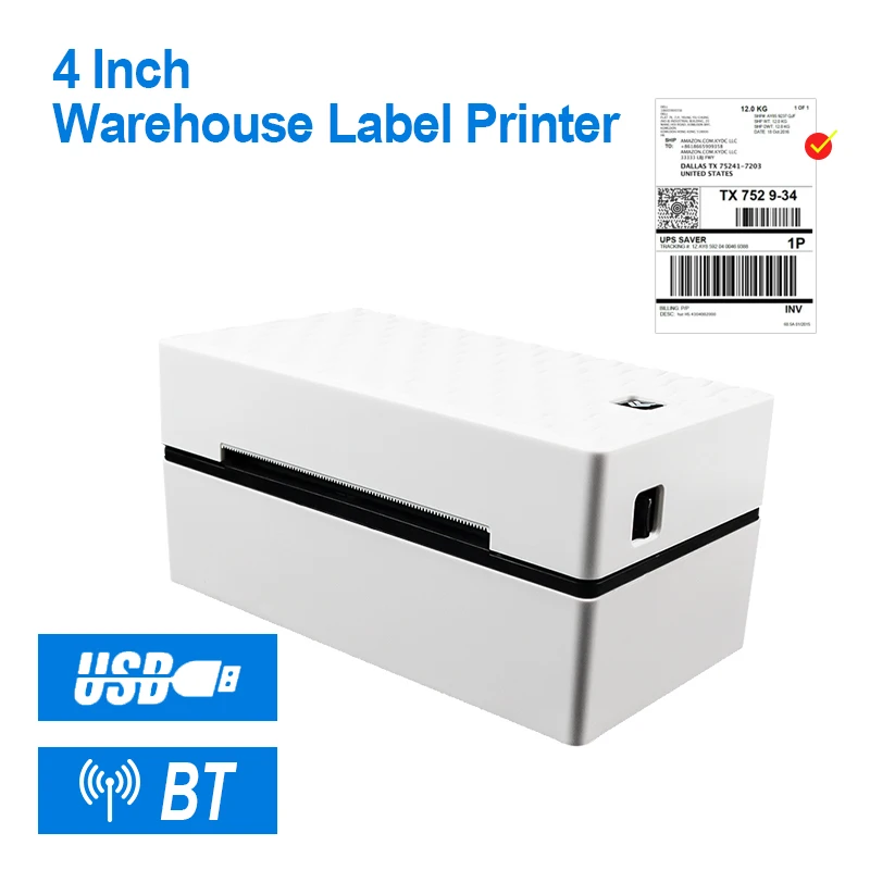 4Inch Desktop Shipping Thermal Label Printer USB Bluetooth Compatible