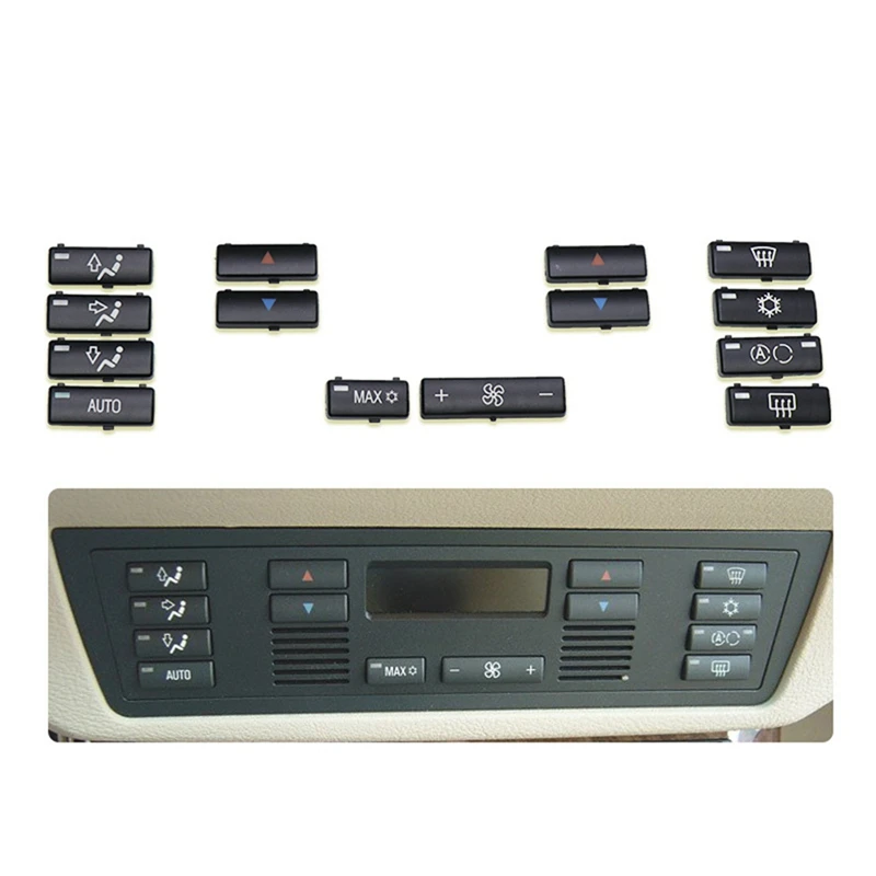 자동차 에어컨 A/C 컨트롤패널 스위치, BMW E39 E53 525I 530I 540I M5 X5 14 단추 키 커버, 6411692-4315